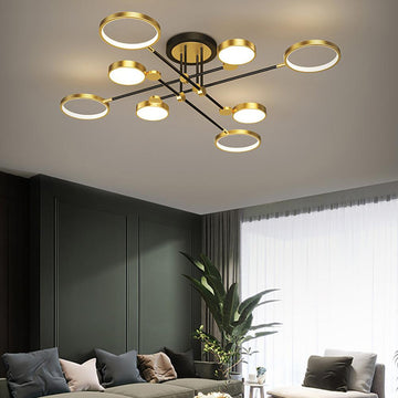 Modern Semi Flush Mount Lighting Gold Ceiling Light Fixture LED Ring